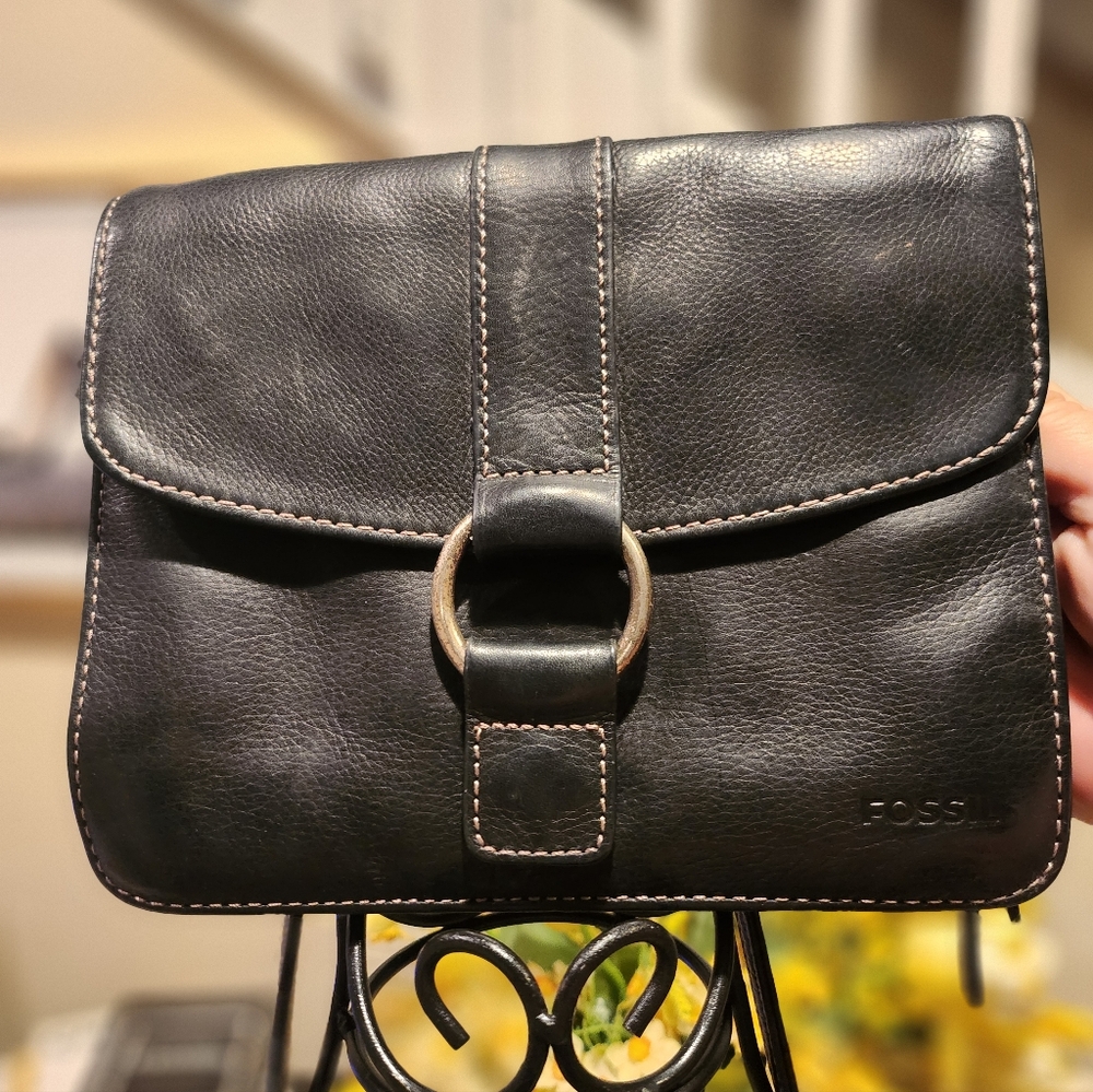 Fossil leather crossbody organizer bag